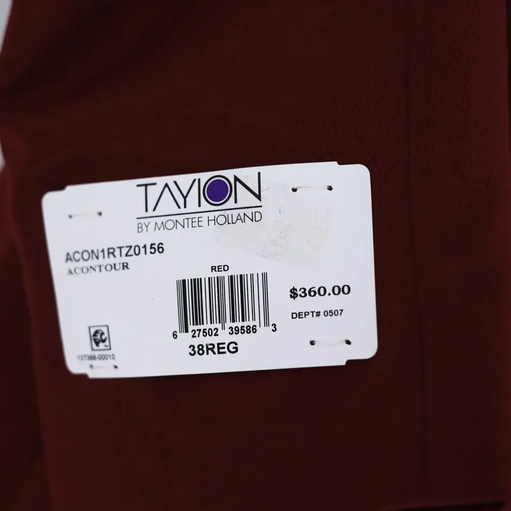 Tayion Collection Suit Jacket Men's Red Solid Classic-Fit Formal Blazer Size 38R